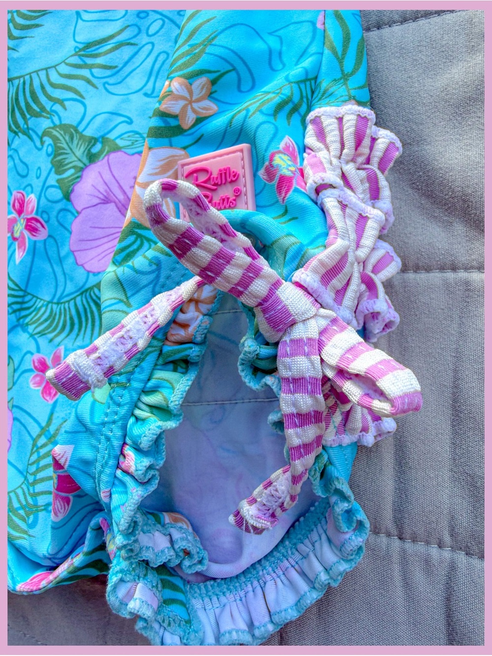 Rufflebutts Orchid Oasis Rash Guard Ruffle butts Girl Swimsuit Long Sleeve 3-6m - Picture 2 of 6